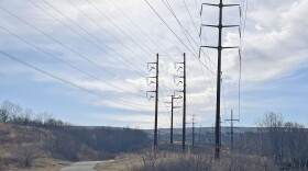 Power lines run along the Lackawanna River Heritage Trail in Lackawanna County.