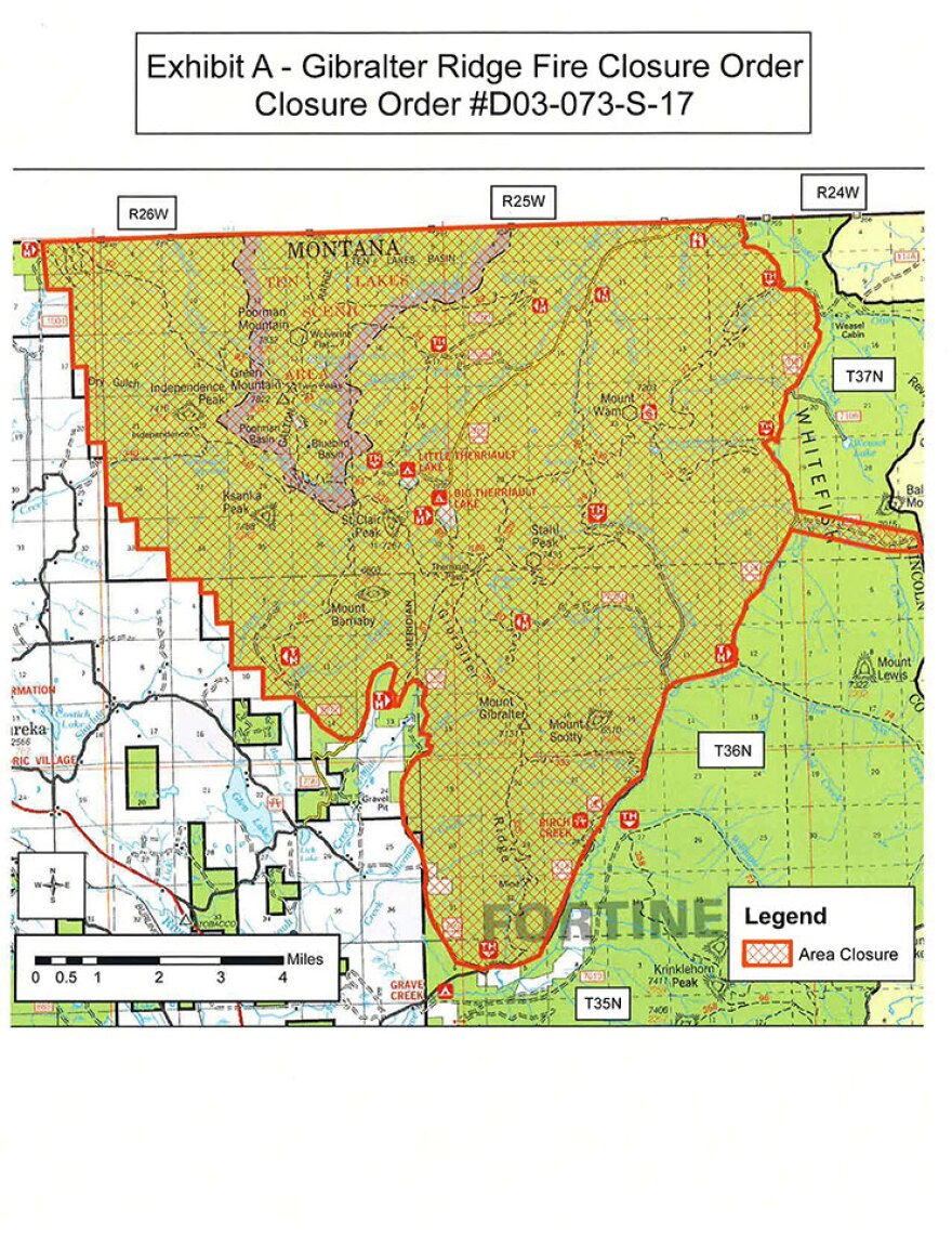 Closure Order for areas effected by Gibralter Fire.