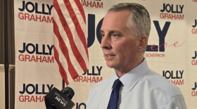 Democratic gubernatorial candidate David Jolly takes questions from the press at his campaign rally at the Gainesville Woman's Club on Wednesday, Oct. 28, 2026. (Sofia Dinka/WUFT News)