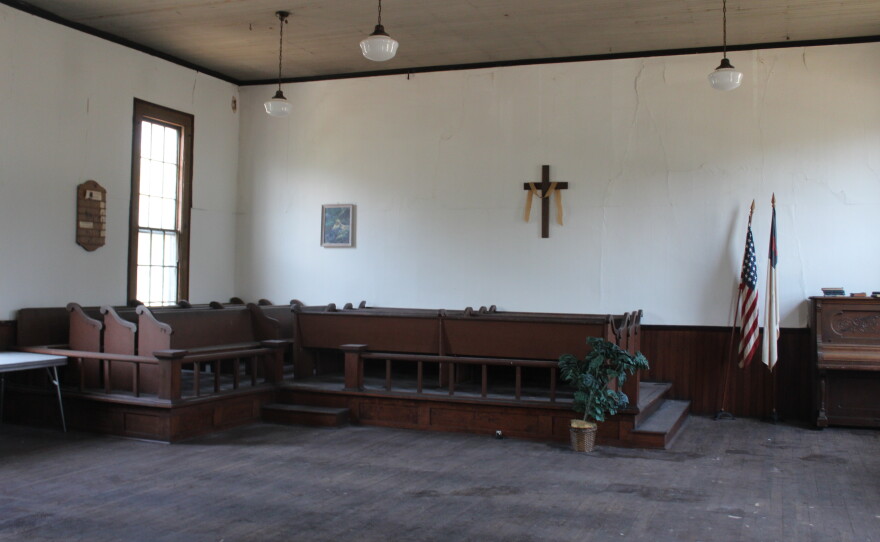The choir loft in the original upstairs sanctuary of Cave Spring Memorial Church on September 8, 2026.