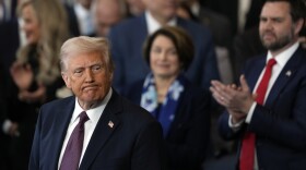 President Donald Trump finishes his inaugural address as Vice President JD Vance applauds during the 60th Presidential Inauguration in the Rotunda of the U.S. Capitol in Washington, Monday, Jan. 20, 2025.