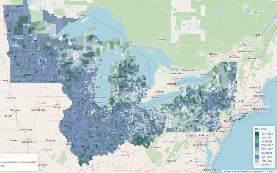  FEMA and CDC risk/vulnerability data by county