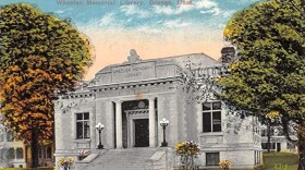 Post card illustration of the Wheeler Memorial Library in Orange Mass.