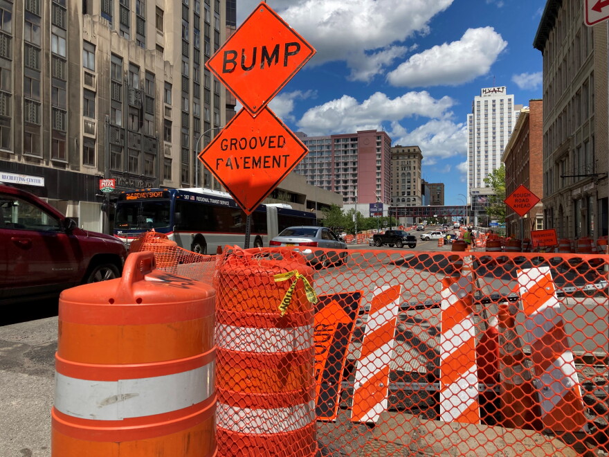 Work on East main Street in downtown Rochester was to be completed in Spring 2022. But private utility work as well as supply chain issues and labor shortages have delayed completion until late summer, according to the city.