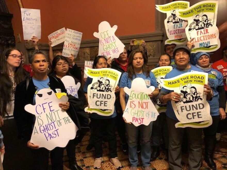 Groups advocate in Albany for more school funding. Photo by Karen DeWitt.