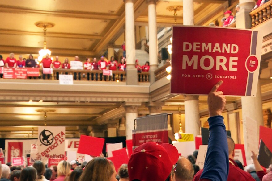 Teachers have rallied and lobbied lawmakers at the statehouse throughout the 2019 session for better pay.