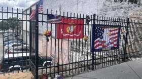 A memorial to U.S. Marine Daniel Montano on North Front Street in downtown Wilmington.