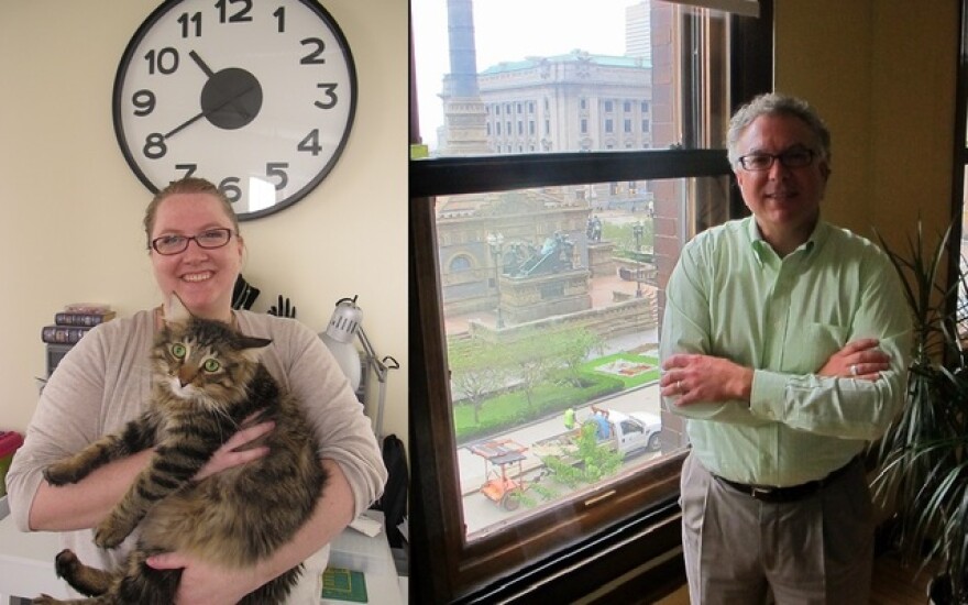 Charlotte DeKoning (with Lad the cat), and Mark Giuliano, both downtown residents (pics by Brian Bull)