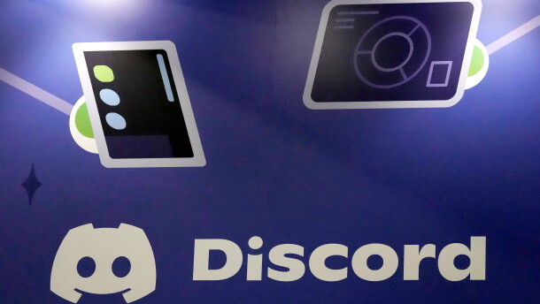 FILE - A Discord display stands at the company's booth at the Game Developers Conference 2023, in San Francisco, March 22, 2023.