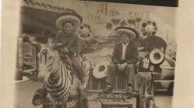 A young Bruce Bradberry on a zonkey in Tijuana while on vacation with his Dad. CREDIT BRUCE BRADBERRY