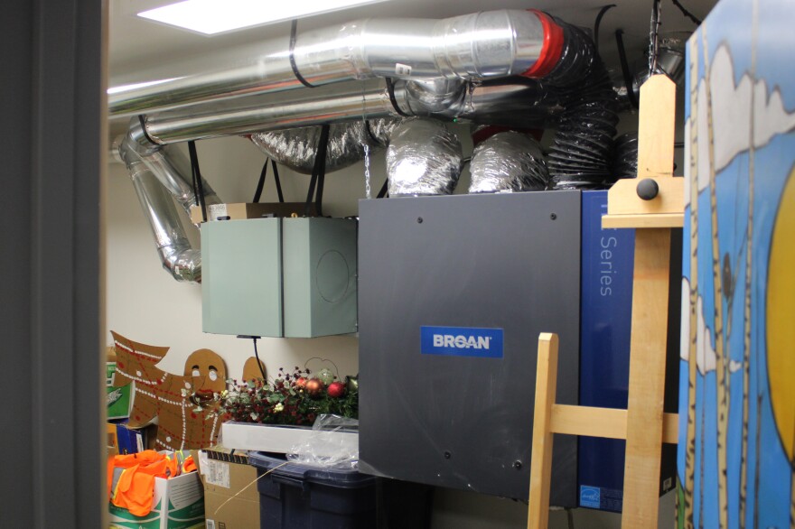 A new HVAC system purchased with COVID-19 relief dollars stis in the basement of the Homer Council on the Arts on Saturday, Mar. 15, 2024 in Homer, Alaska.