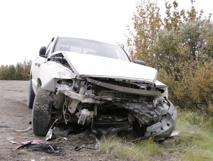 A silver Dodge truck, allegedly driven by an intoxicated driver, collided with a Kusko Cab on September 10, 2019 on Tower Drive in Bethel, Alaska, sending all five people involved to the emergency room.