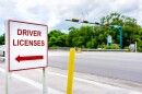 driver's licenses sign a side of street 