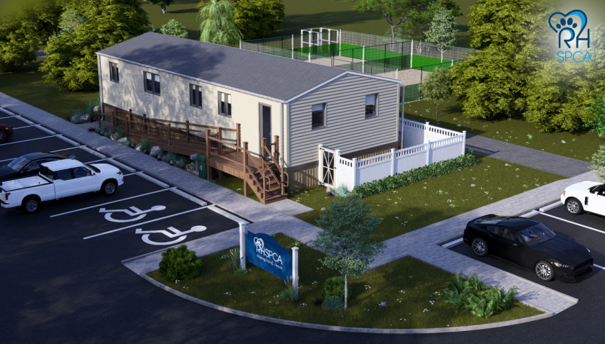 A rendering of the animal shelter's Veterinary Care Center currently under construction in a repurposed classroom trailer.