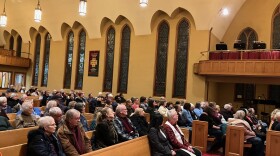 The crowd who attended the Friday night, January 30th, vigil and call to action, Zion Lutheran Church, Davenport.