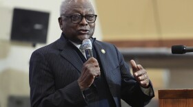 Rep James Clyburn, D-S.C., speaks during a church service attended by President Joe Biden and first lady Jill Biden, at Royal Missionary Baptist Church in North Charleston, S.C., Sunday, Jan. 19, 2025. (AP Photo/Stephanie Scarbrough)