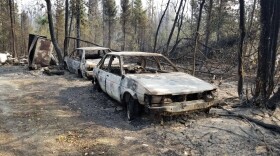 Fire tore through properties at mile 90.5 on the Parks Highway. (Photo courtesy of Dave Straub)