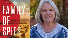 The cover of "Family of Spies" and author Christine Kuehn. (Courtesy of Celadon Books and Emily Burkhard)