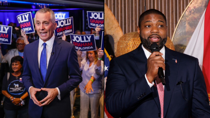 Democrat David Jolly (left) faces Republican Byron Donalds Nov. 3 as Florida voters decide who to send to Tallahassee to replace term-limited Gov. Ron DeSantis.