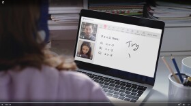 A students learns math problems from a virtual tutor with Varsity Tutors in Schools.