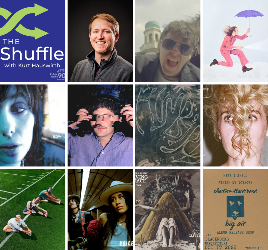 Decorative collage of artists and album art