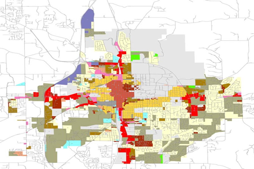 The conversion map renames old zones from the previous UDO to be in line with the new UDO. (City of Bloomington)