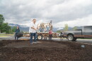 Perry Murdock preparing the ground where the Chief Tabby statue now stands.