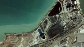An aerial image of the Michigan City Generating Station.