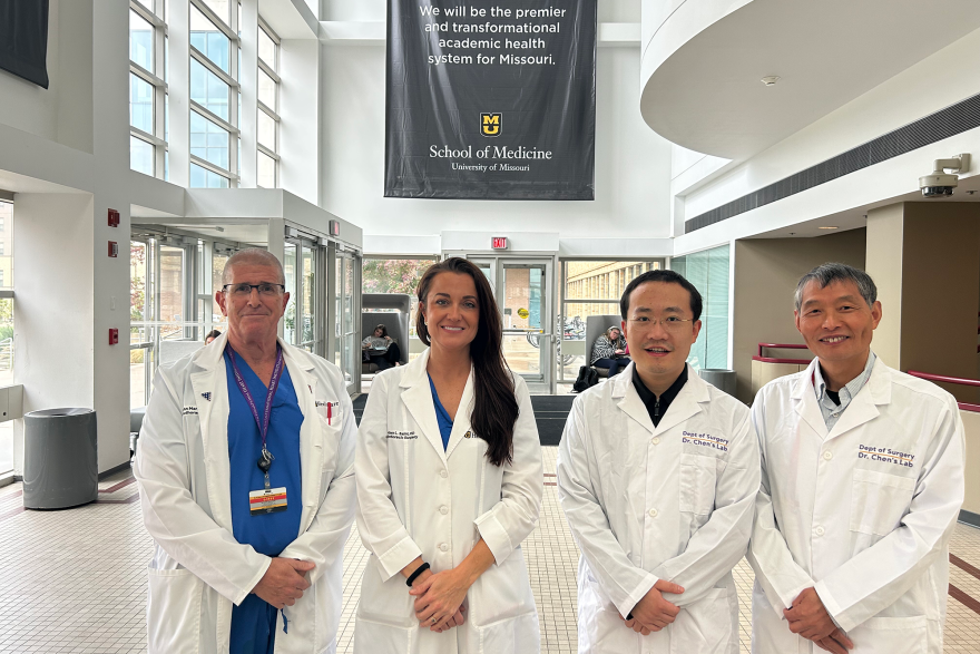 From left to right: John Markley, Lindsey Saint, Dunpeng Cai and Shiyou Chen. The research was funded by the National Institutes of Health and published in Circulation Journal