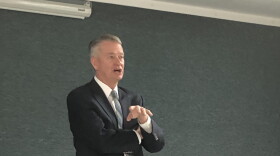 Idaho Gov. Brad Little speaks at a "Capital for a Day" event in 2019 in Bonners Ferry.