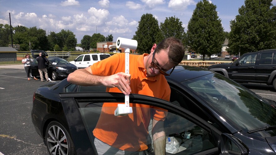 A group of volunteers map temperatures throughout Clarksville last August.