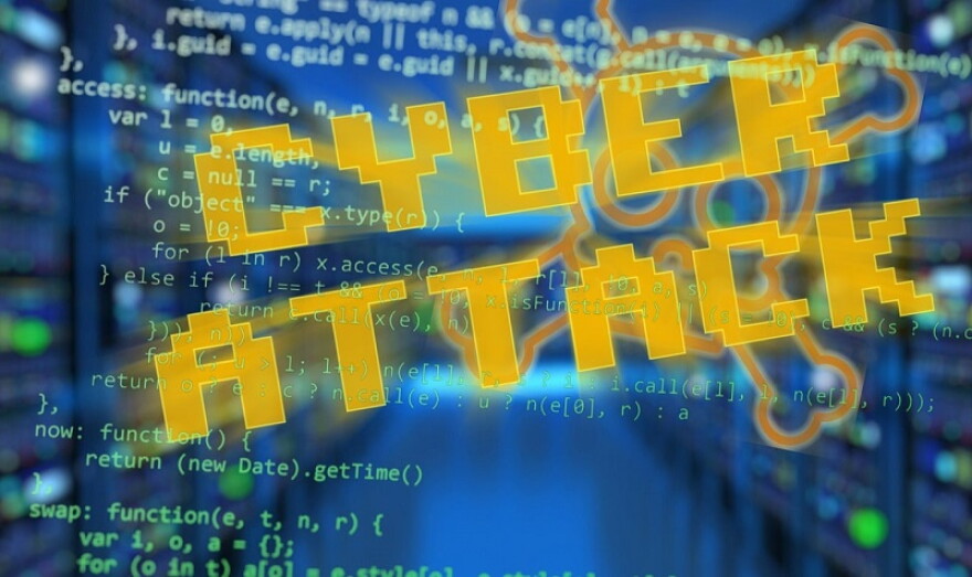 stock illustration depicting a cyber attack