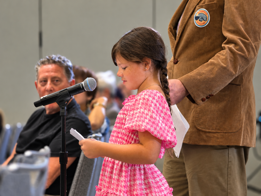 Evelyn Huneycutt, 7, of Maitland, shares her cancer story. She was diagnosed at age three and survived. She spoke out against the FDOH's proposal to remove school entry vaccine mandates.