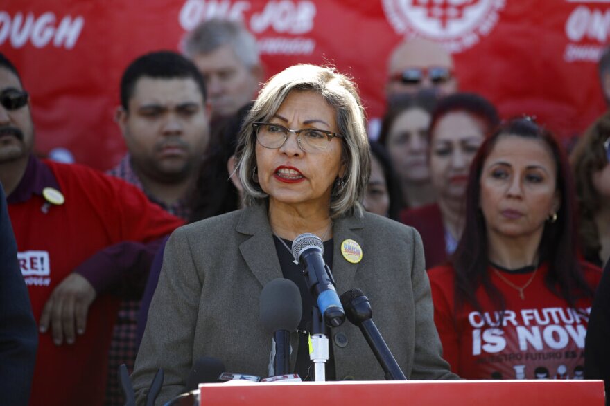 Culinary union leader Geoconda Arguello-Kline speaks at an event last year.