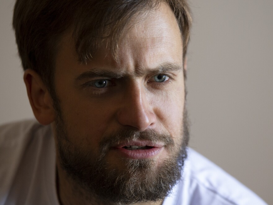 Pyotr Verzilov, a member of the feminist protest group Pussy Riot, photographed during an interview with The Associated Press in Moscow, in early September.