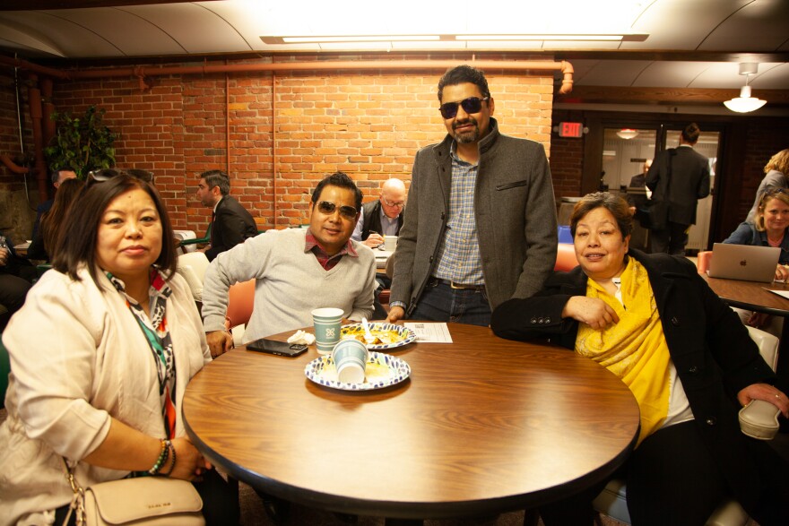 (From left to right) Kiran Gurung, Dil Gurung, Sudip Pant, and community leader Mandalas Gurung. The four friends from Nepal are interested in knowing more about what they can do to contribute to New Hampshire's prosperity.