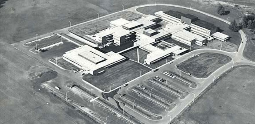 An aerial view of Dammasch State Hospital in Wilsonville, 1960. The facility had 460 beds and accepted patients in March of 1961. 