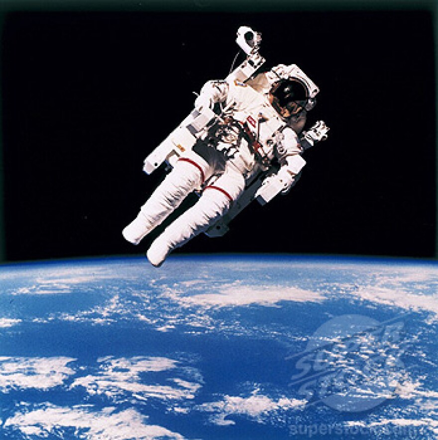 Bruce McCandless' "first untethered spacewalk" - see highlighted story below