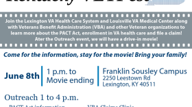 Lexington VA Healthcare System's June 8 event is designed to inform veterans about the recently expanded PACT Act and other services for which they may qualify.