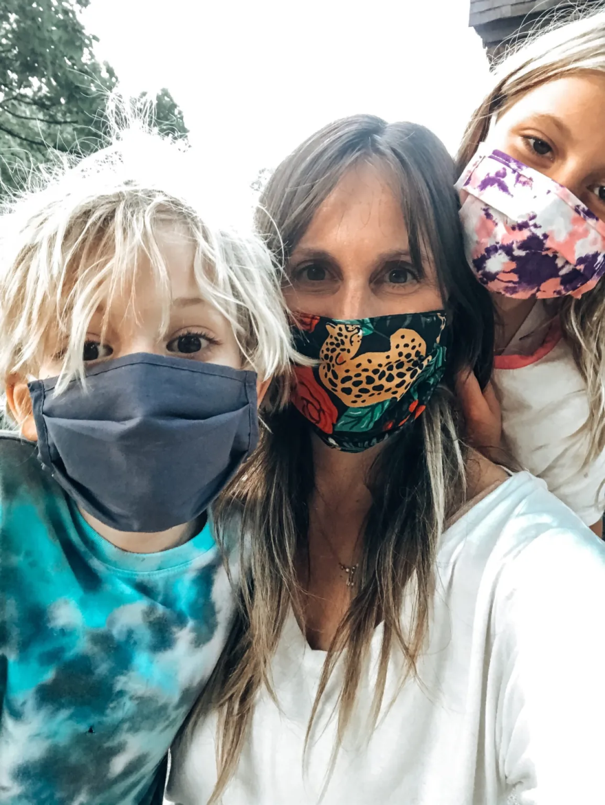 Kari Skubik and her two older children in a post sponsored by the state health department. "My family and I wear masks in public. It’s become second nature and something we don’t feel weird doing – it’s the contrary. We feel strong, empowered, and we know we are doing our part to keep each other healthy."