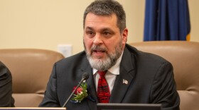 Tok Republican Sen. Mike Cronk speaks during a news conference on January 21, 2025.