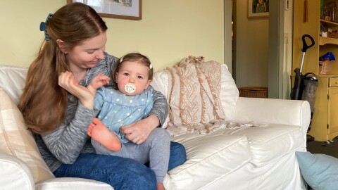 Abbie Reed and her daughter, Clara at Reed's home in Wheeler, Ore. on Oct. 22