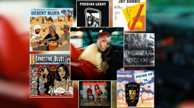 A collage of artwork for the new albums and singles.