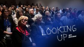Speakers and attendees during the 386: STScI Town Hall at the American Astronomical Society's (AAS) 247th meeting at the Phoenix Convention Center, Wednesday January 7, 2026. Edited to include Looking Up logo.