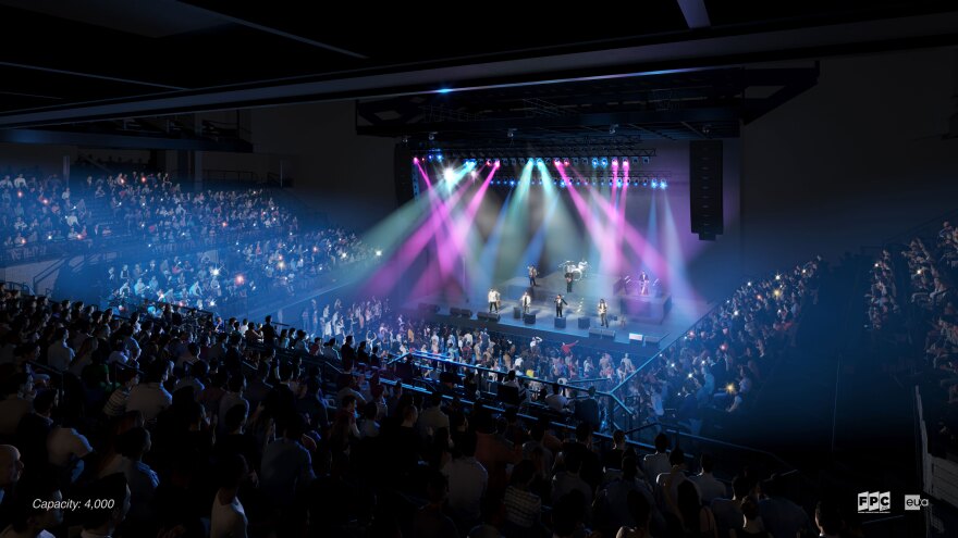 A rendering of the original 4,000-capacity venue. The new plan calls for a capacity up to 4,500 people that could be scaled down to 2,000 for events.