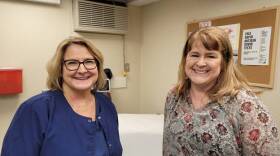 Laura Kane, IWU student health nurse at Arnold Health Services, left, and Jennifer Toohill, an advanced practice provider and family nurse practitioner with Carle Health.