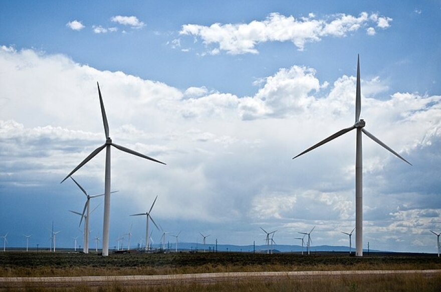 Mountain Wind Power wind turbines in Uinta County, Wyoming.