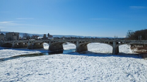 Ice covers parts of the Susquehanna River in Wilkes-Barre.