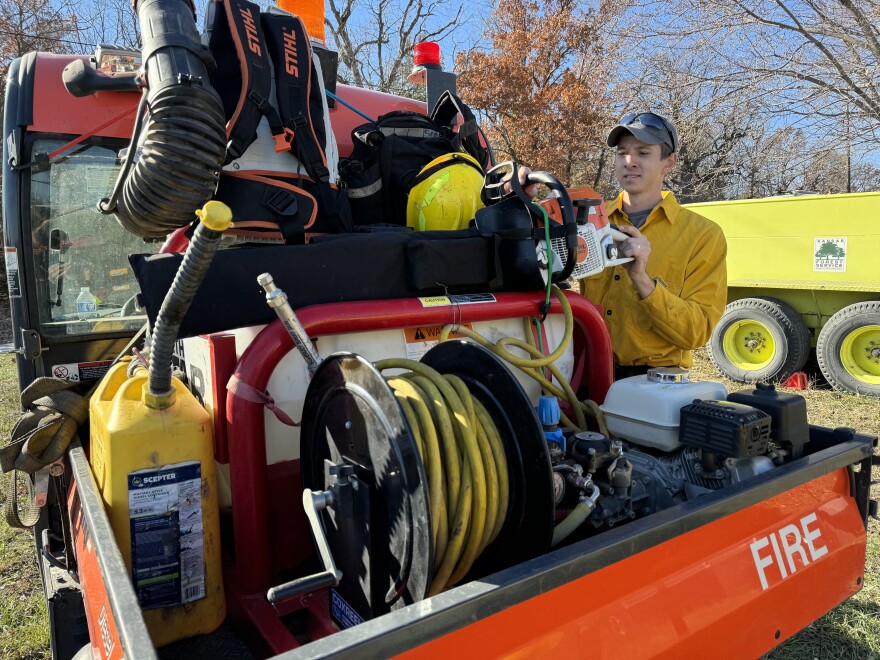 Kansas Forest Service staff prepare to carry out a controlled fire.