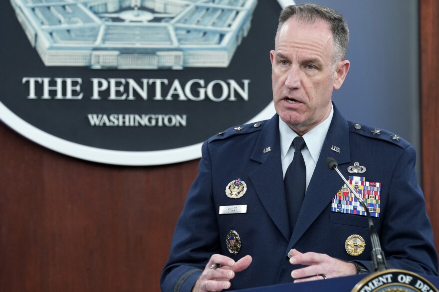 Pentagon spokesman Air Force Maj. Gen. Patrick Ryder speaks during a briefing at the Pentagon on Tuesday.